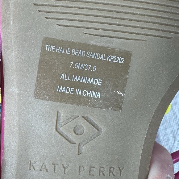 Katy Perry Womens The Cubie Bead Pink Flat Sandal Colorful Lace Up‎ Size 7.5 - Picture 5 of 5